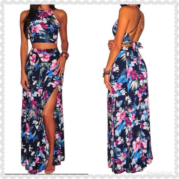 boutique Dresses & Skirts - floral open back maxi skirt set